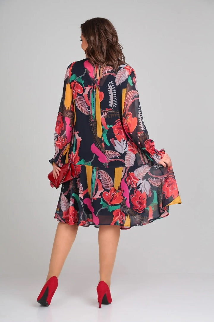 Brisette - Midi Jurk Bloemen Elegantie Modern