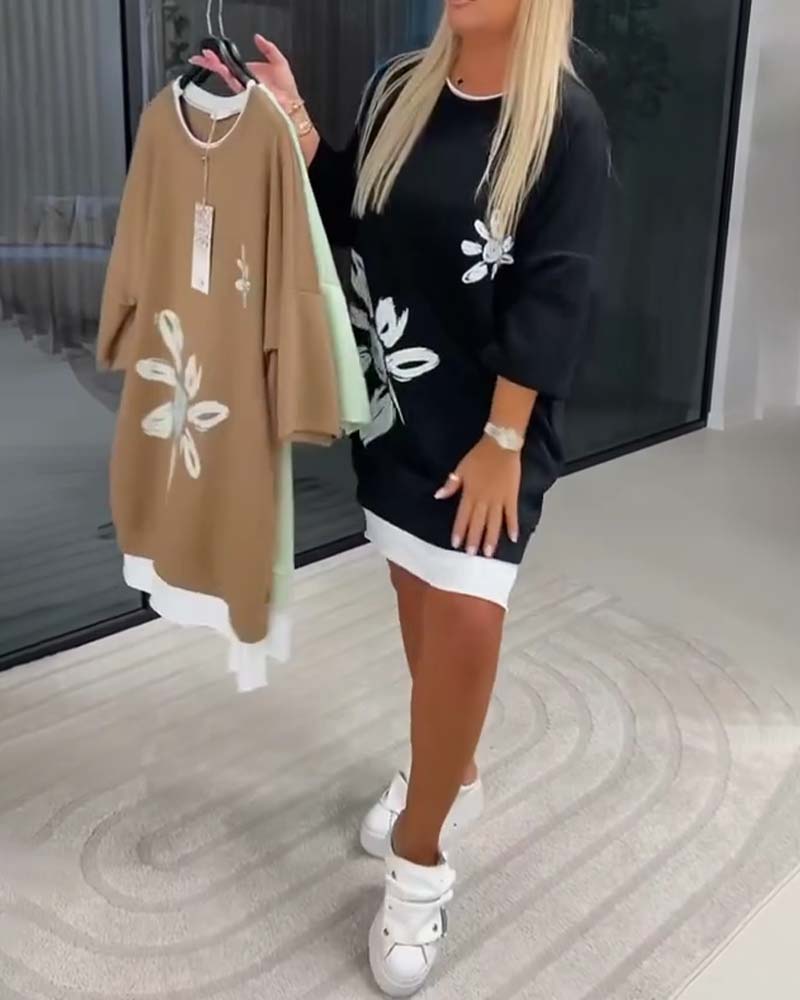 Ravessa - Casual Jurk met Bloemenpatroon