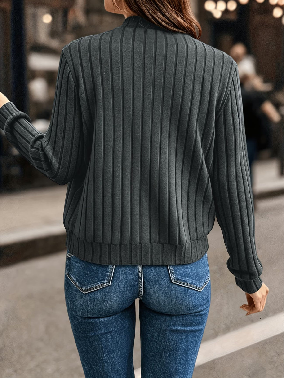 Coby - Dames ribgebreide vest met rits