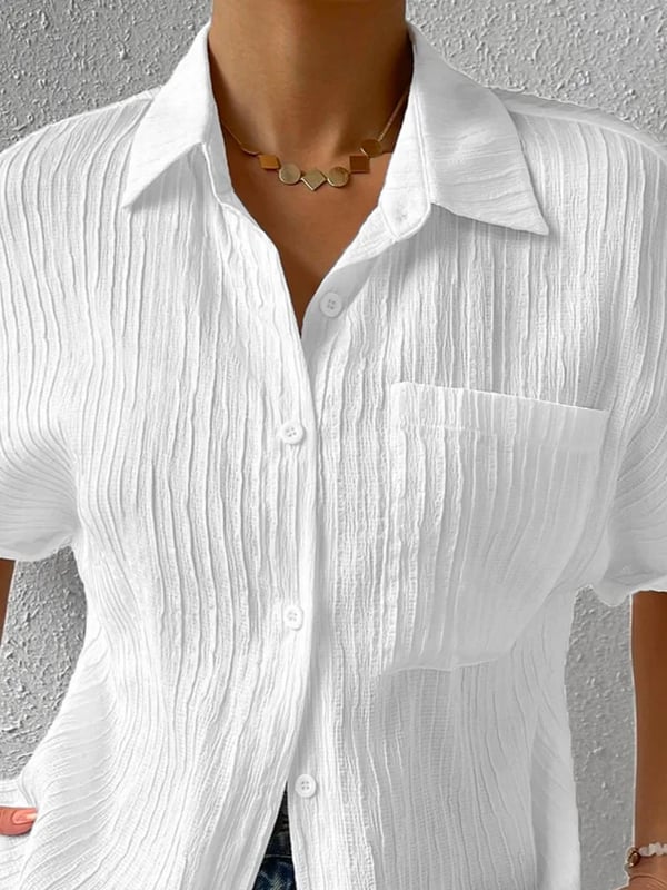 Plyora - Dames Blouse Ruim Met Knopen Klassieke Kraag Casual Stijl