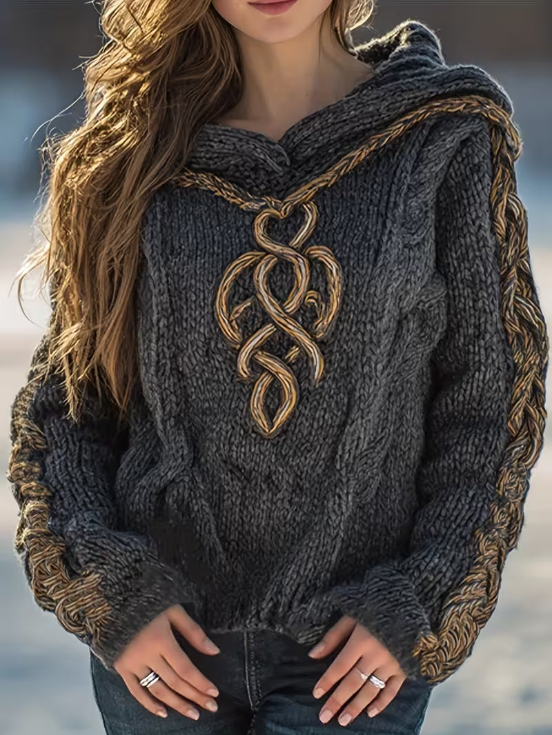 Helmira - Gebreide Hoodie met Vlechtpatroon
