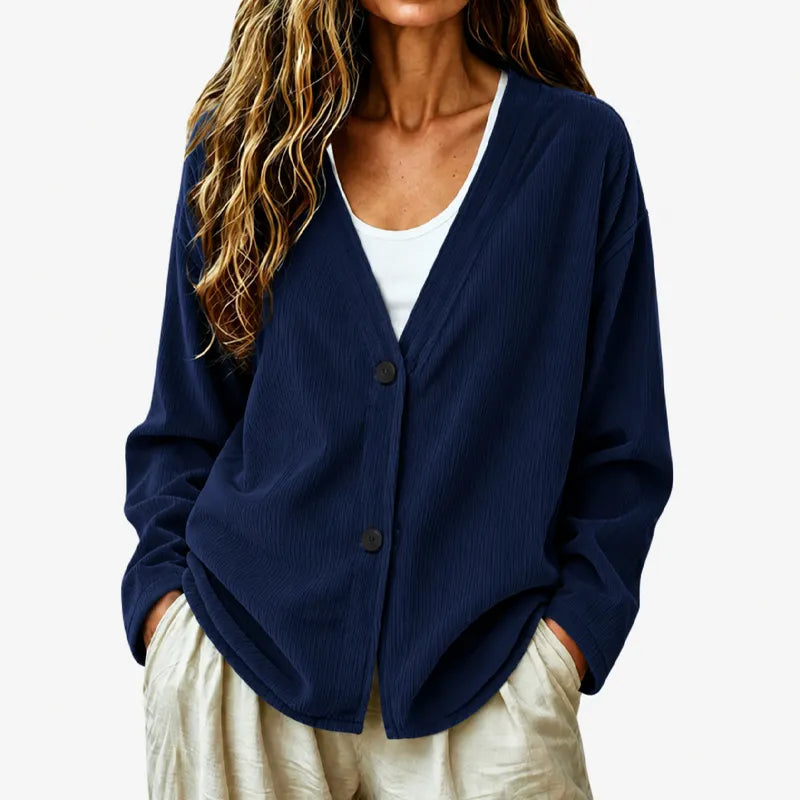 Priscilla - Dames cardigan met V-hals en ruime pasvorm