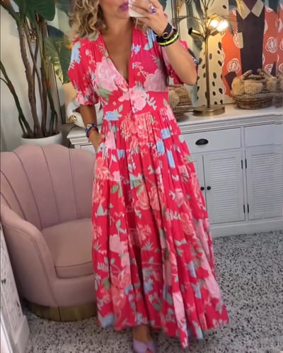 Isabeau - Comfortabele lange jurk met V-hals