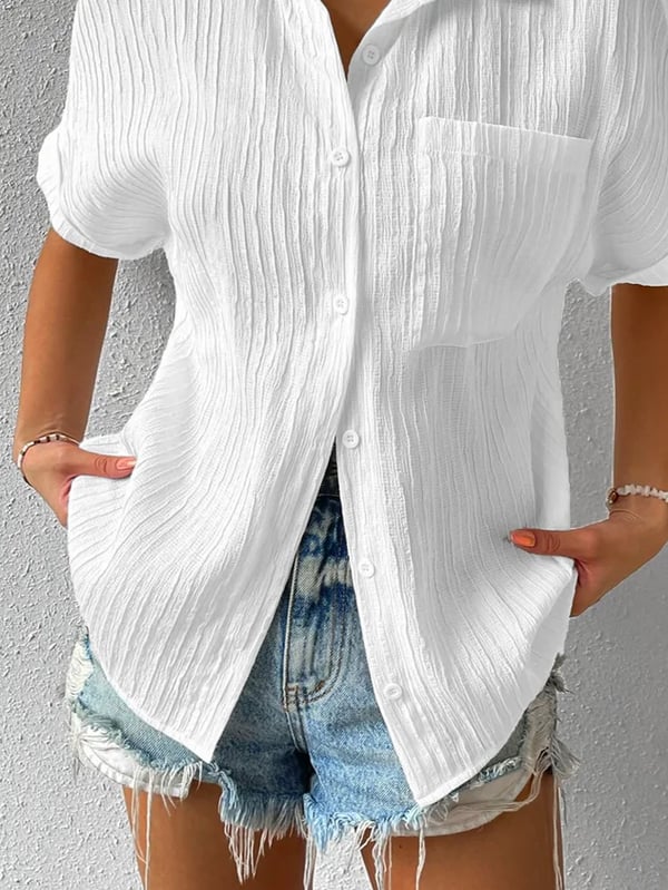 Plyora - Dames Blouse Ruim Met Knopen Klassieke Kraag Casual Stijl
