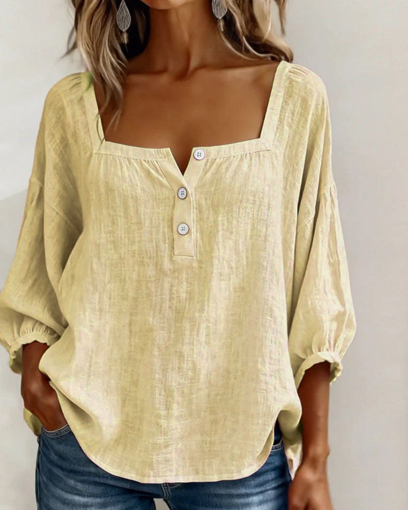 Glyressa - Elegante Damesblouse met Vierkante Hals