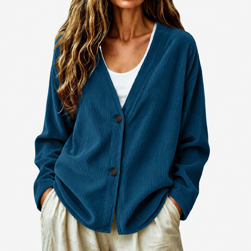 Priscilla - Dames cardigan met V-hals en ruime pasvorm