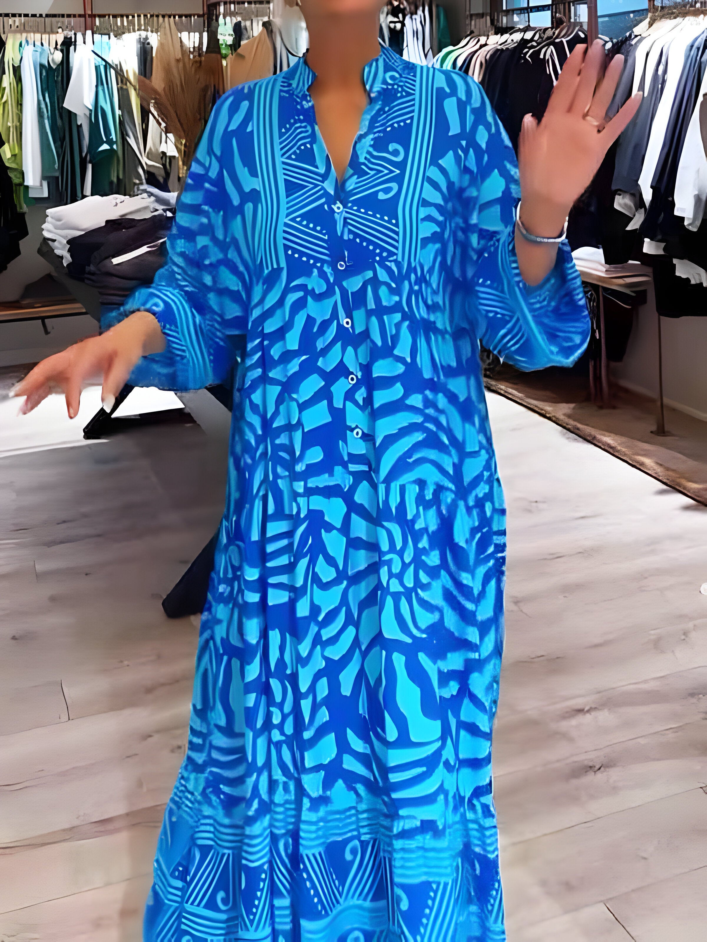 Vespera - Zomerjurk met V-hals en prachtige kleuren