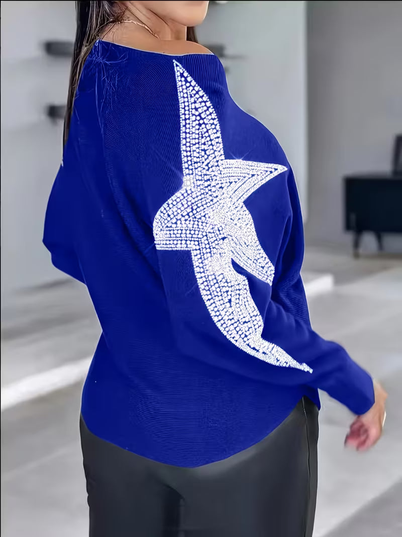 Doralissea - Elegante Lange Mouwen Trui met Sterrenprint