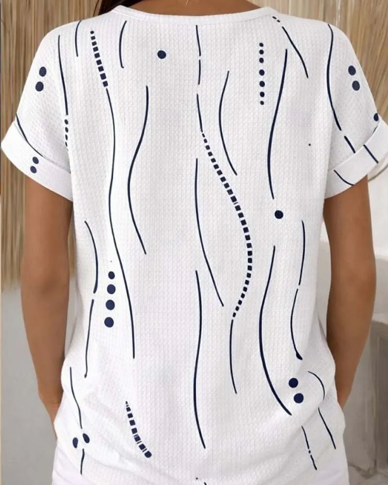 Zelynn - Dames T-shirt met korte mouwen en knopen