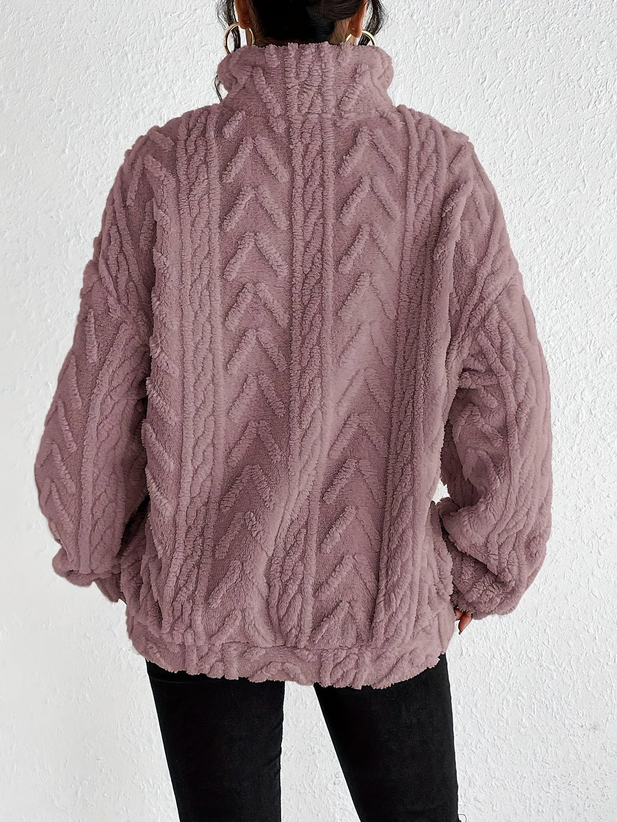 Claudette - Luxe Sweatshirt met Fleece en Kabeltricot