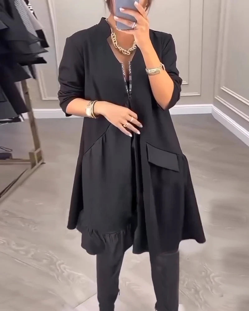 Jovianne - Elegante Vrouwenjurk met V-hals