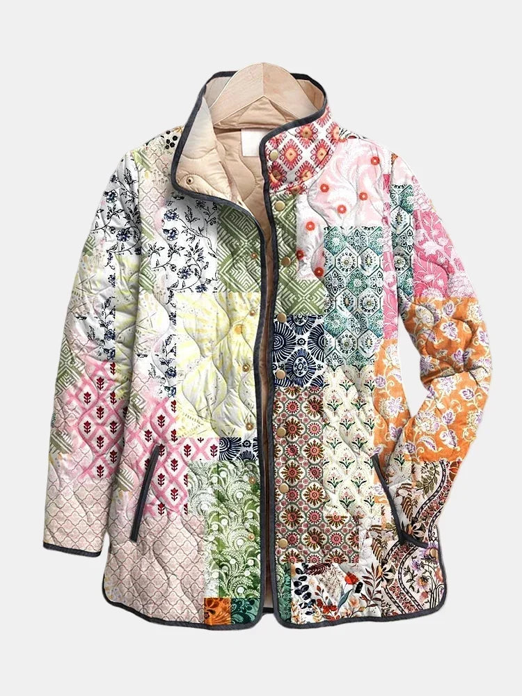 Mahaut - Dames gewatteerde jas met bloemenprint voor het tussenseizoen
