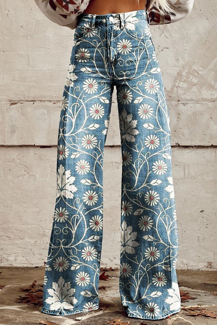 Severine - 3D Retro Broek Met Wijde Pijpen