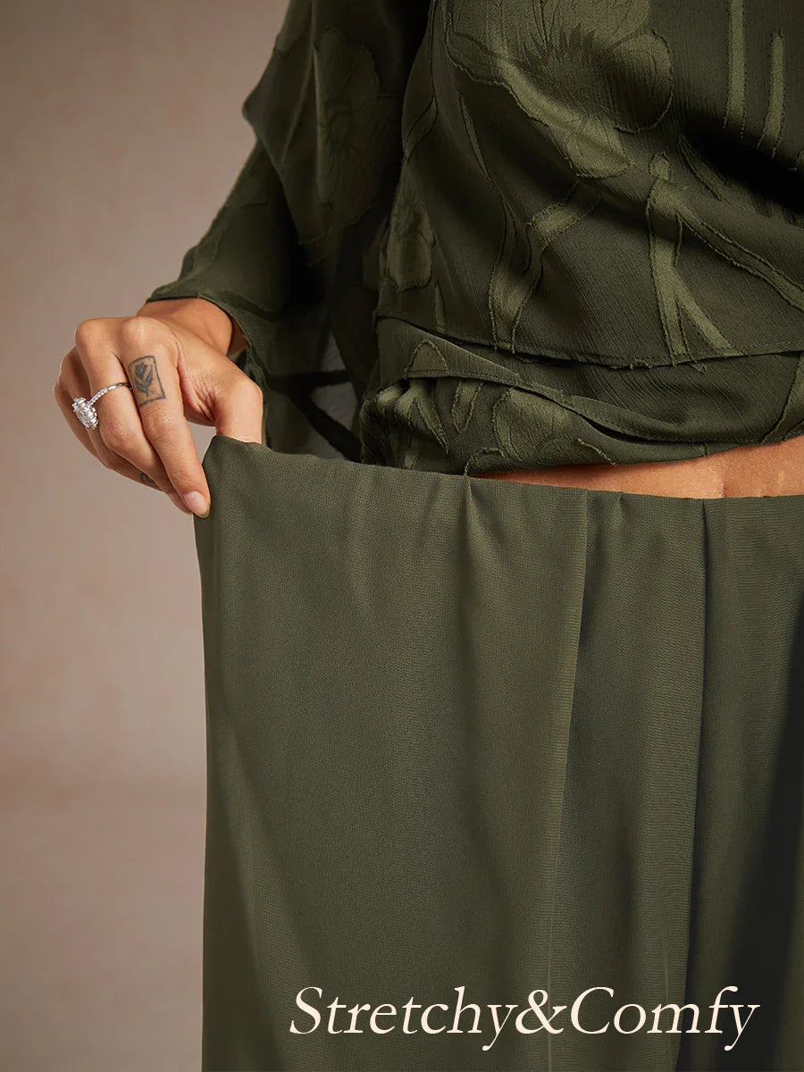 Marilivra - Rechte Broek met Chiffon Split