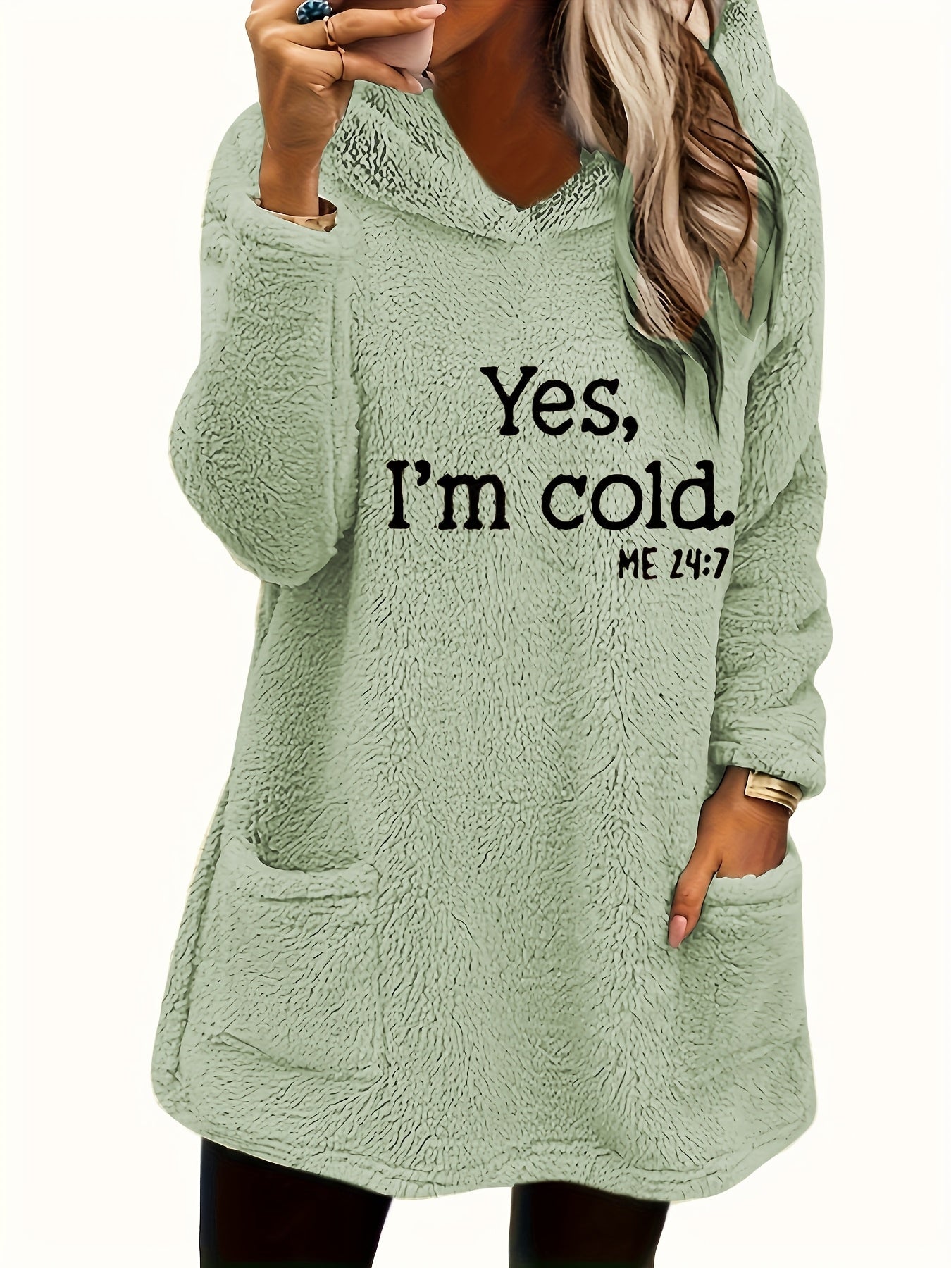 Marilina - Sweatshirt van Pluche met Hoodie en Print