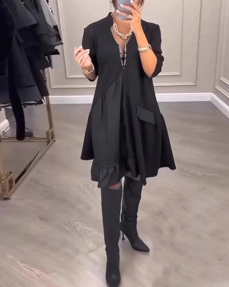 Jovianne - Elegante Vrouwenjurk met V-hals