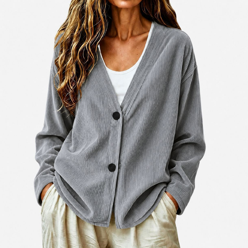 Priscilla - Dames cardigan met V-hals en ruime pasvorm