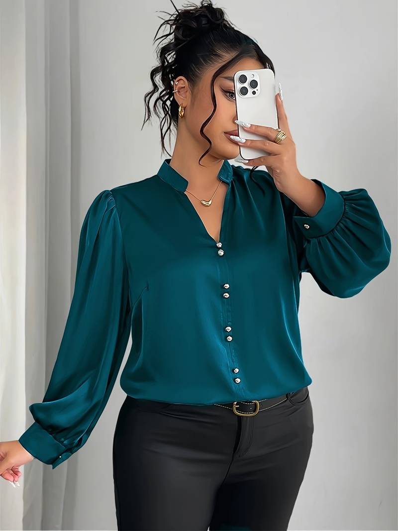 Thaliravelle - Elegante Blouse met Puffmouwen en V-hals