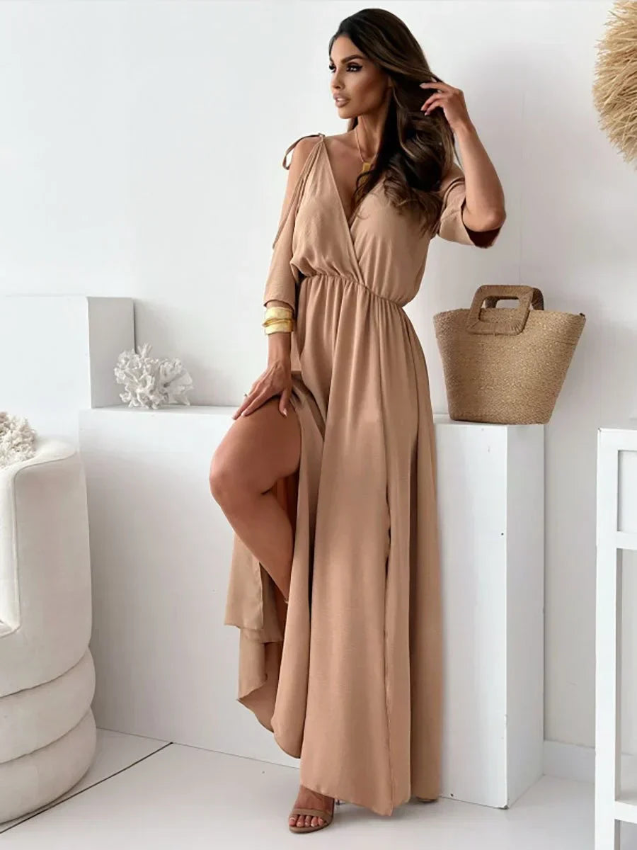 Rovenza - Maxi jurk voor dames met blote schouders en elegante split