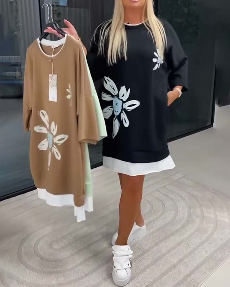 Ravessa - Casual Jurk met Bloemenpatroon