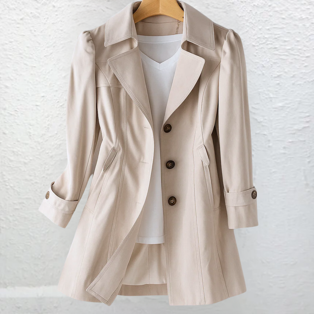 Glyorae - Elegante trenchcoat voor dames met een getailleerde pasvorm in tijdloos klassiek stijl