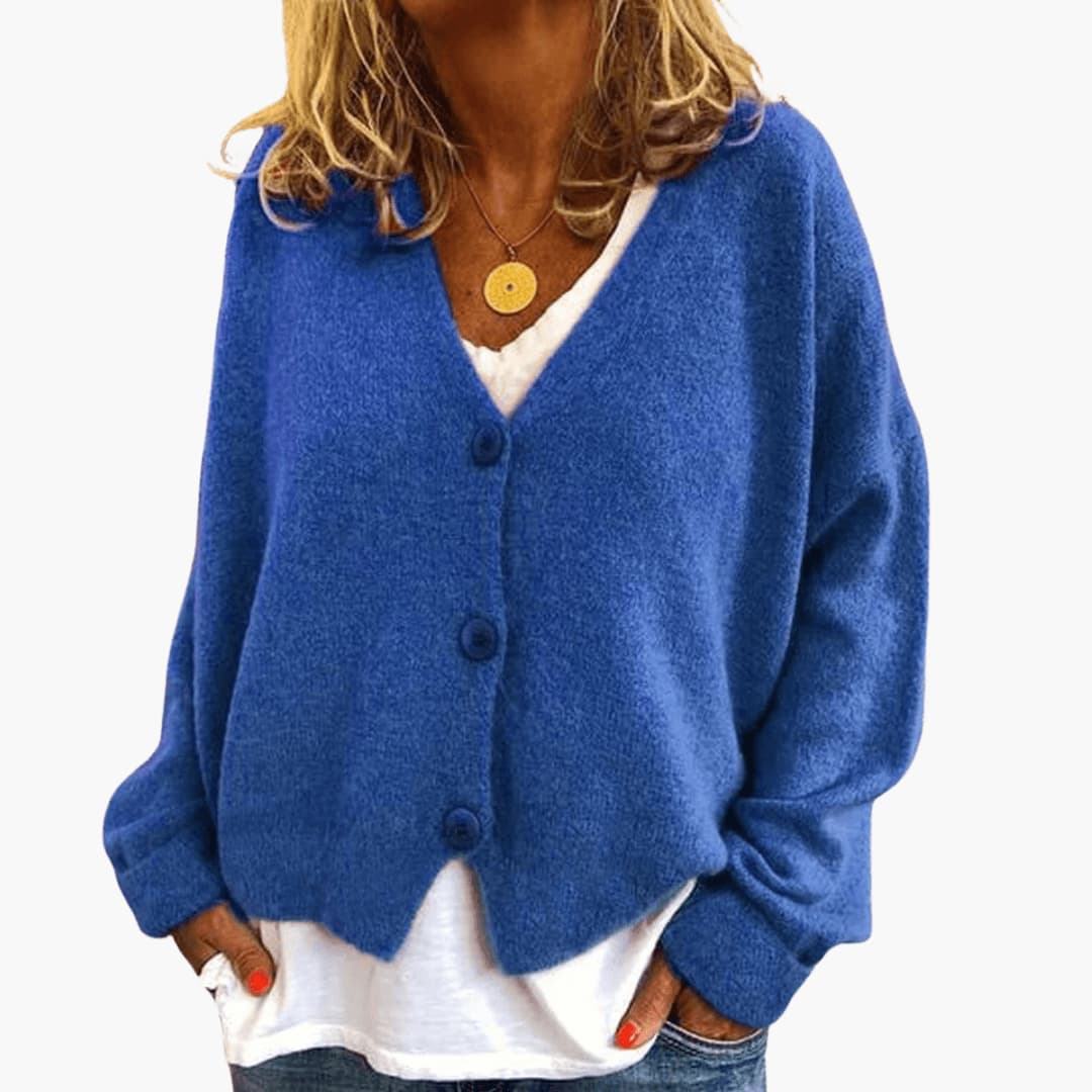 Sixtine - Dames gebreide cardigan met knopen in een casual zachte pasvorm