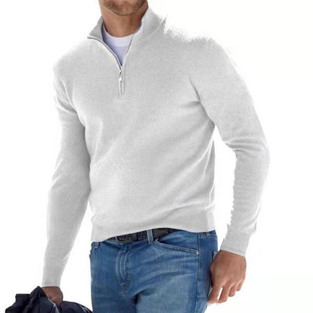 Ford - Merino V-hals trui met rits