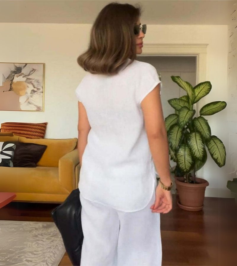 Delina - Tweedelige set van katoen en linnen voor een koele en elegante zomer