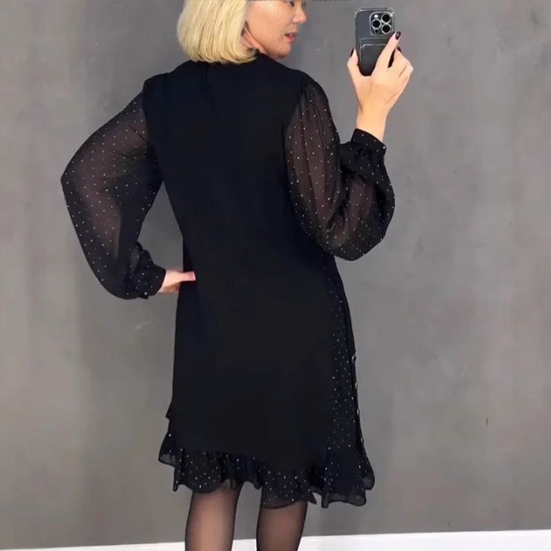 Thessariae - Elegante Robe met Kristallen en Ronde Hals