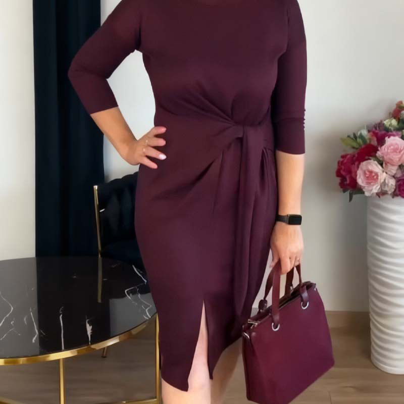 Marialisse - Elegante Midi-Jurk met Strik en Chique Split