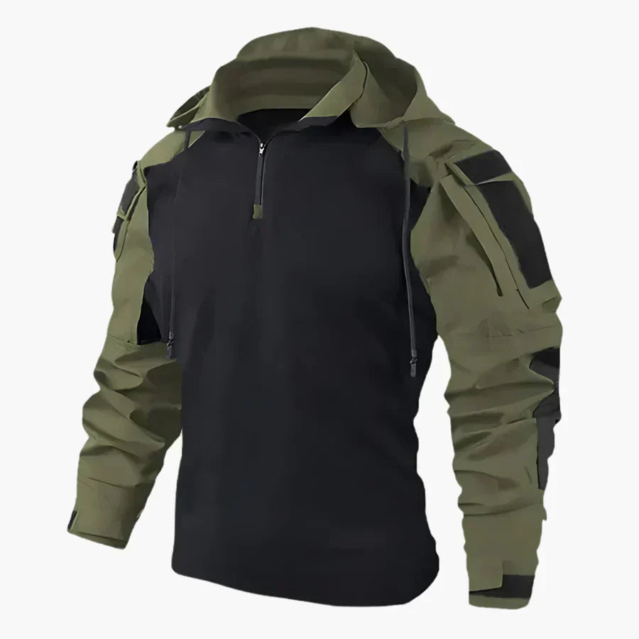 Isaac - Heren outdoor sweatshirt met capuchon en contrasterende mouwen