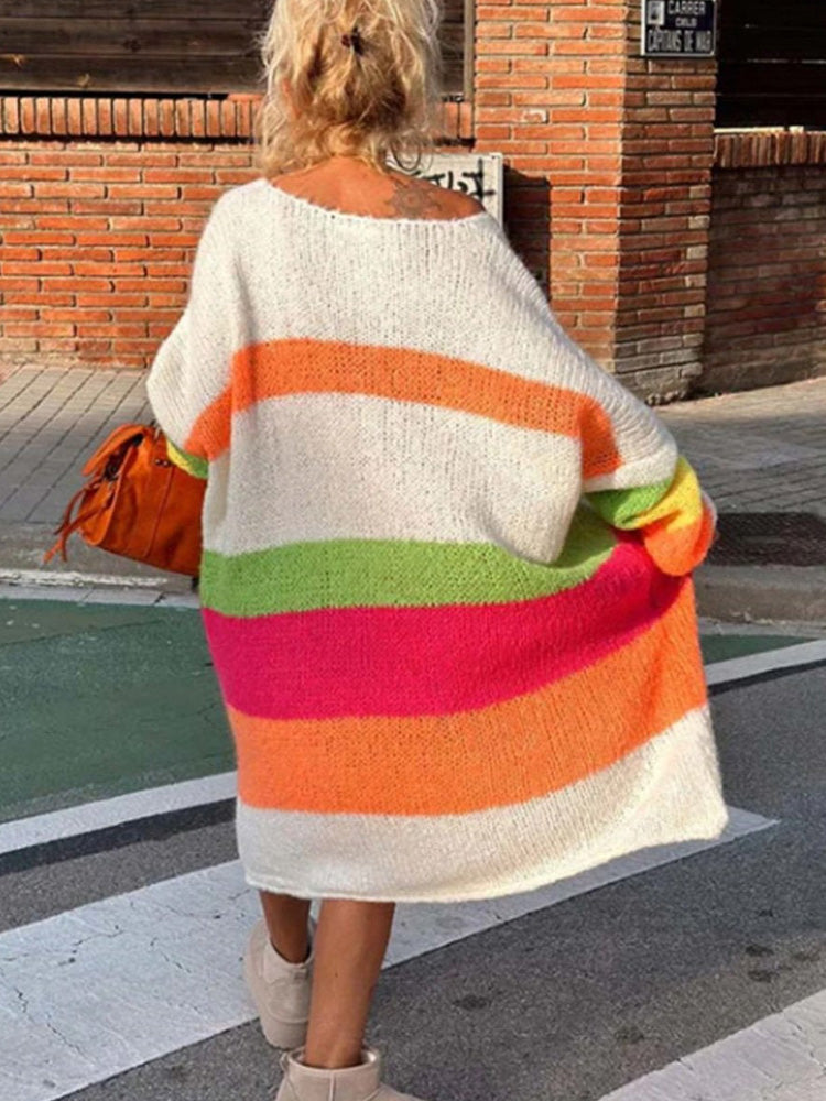 Elviana - Colour Block Kasjmier Sweater Jurk