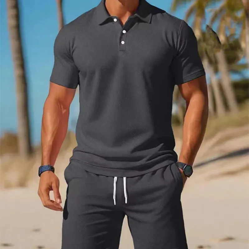 Adrien - Tweedelige zomerset heren met polo en shorts