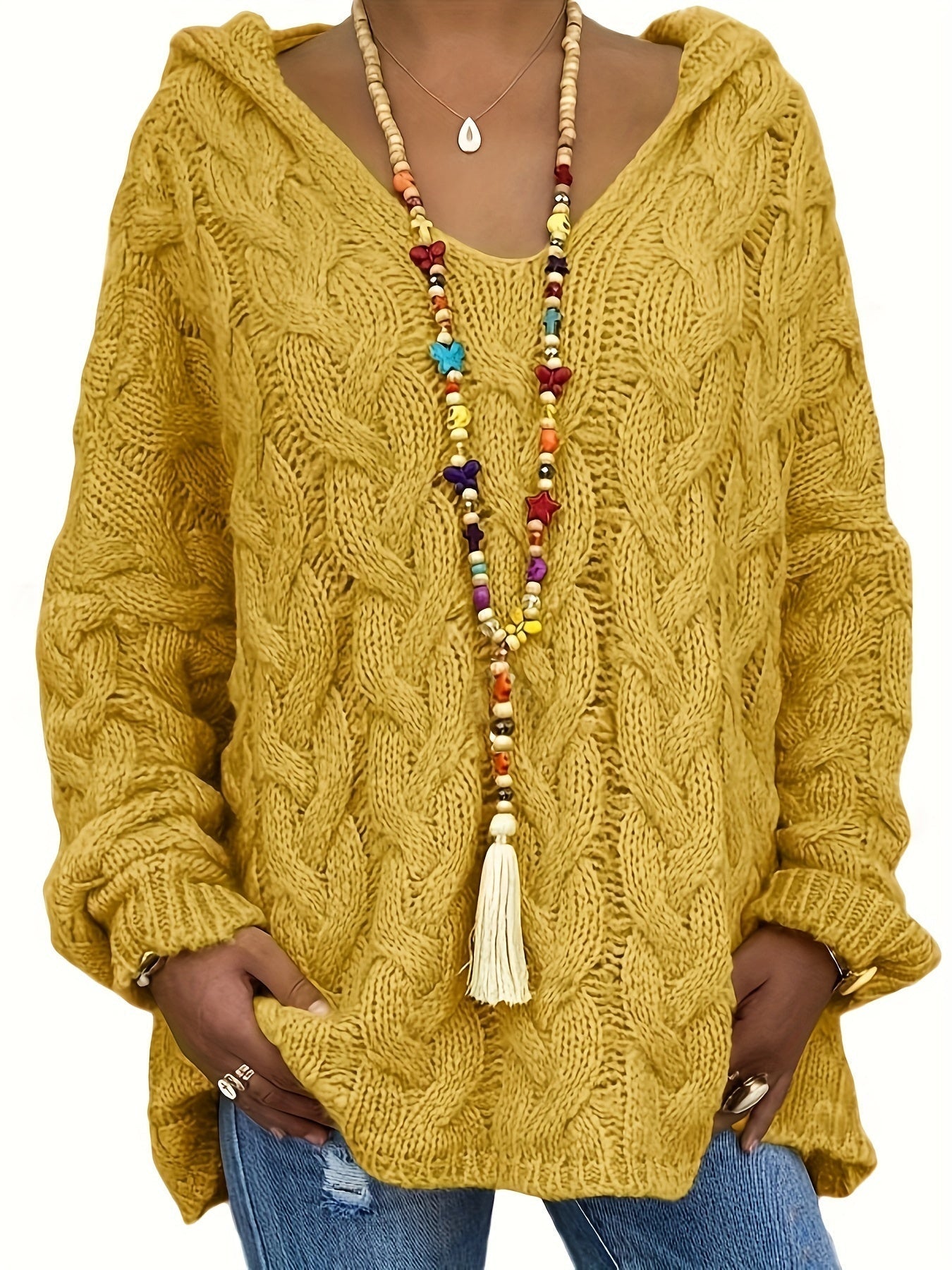 Oralivanne - Elegante Textured Trui met V-hals