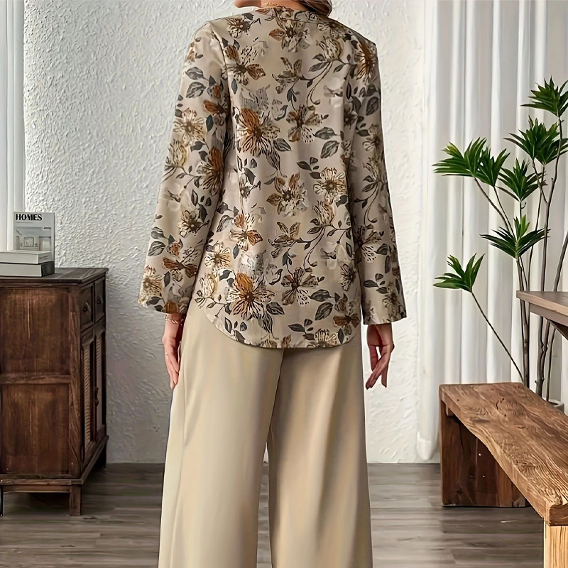 Cynellea - Dames set met bloemenblouse en chique luchtige broek voor dagelijks gebruik