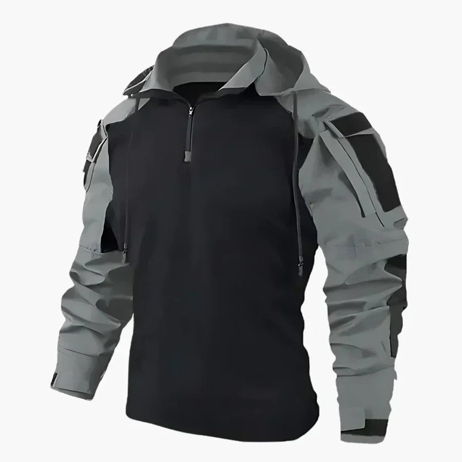 Isaac - Heren outdoor sweatshirt met capuchon en contrasterende mouwen