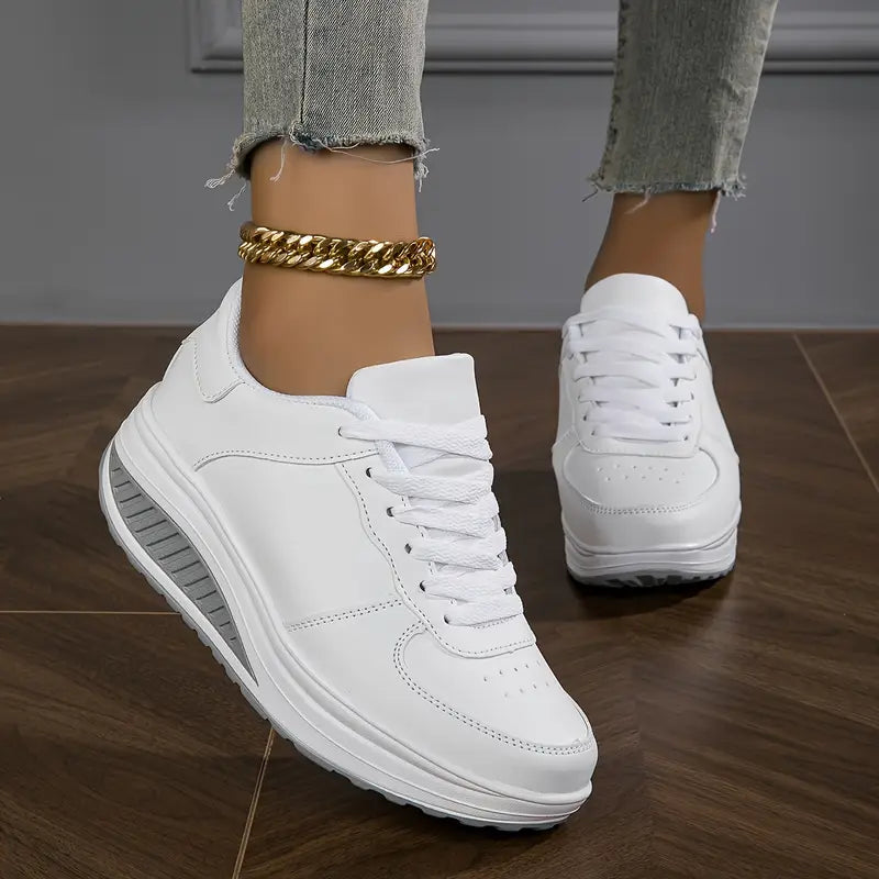 Brelina - Dames sneakers met plateauzool en veters van synthetisch leer voor dagelijks comfort
