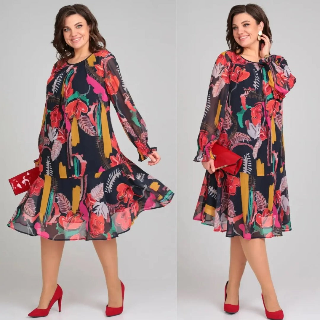Brisette - Midi Jurk Bloemen Elegantie Modern