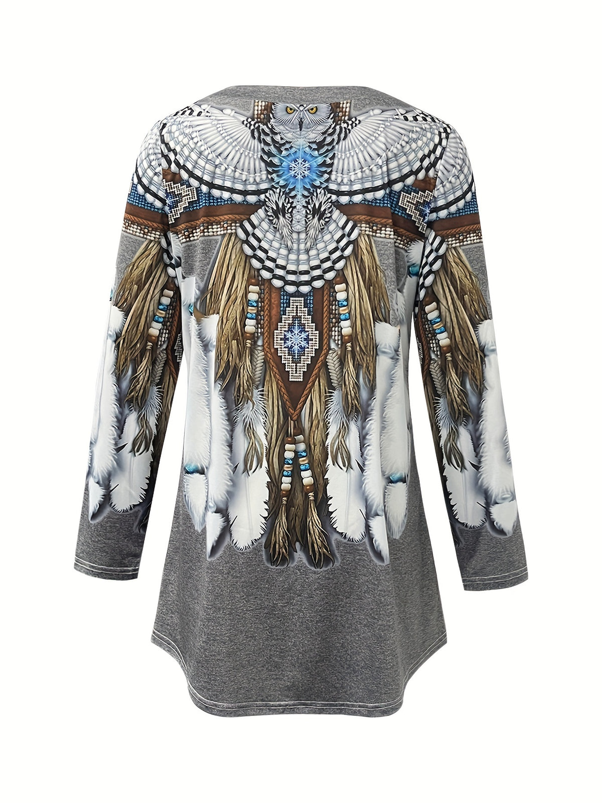 Joelene - Longsleeve T-shirt met vintage etnische print