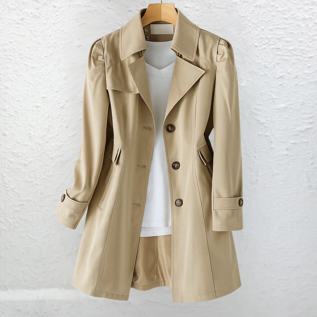 Glyorae - Elegante trenchcoat voor dames met een getailleerde pasvorm in tijdloos klassiek stijl
