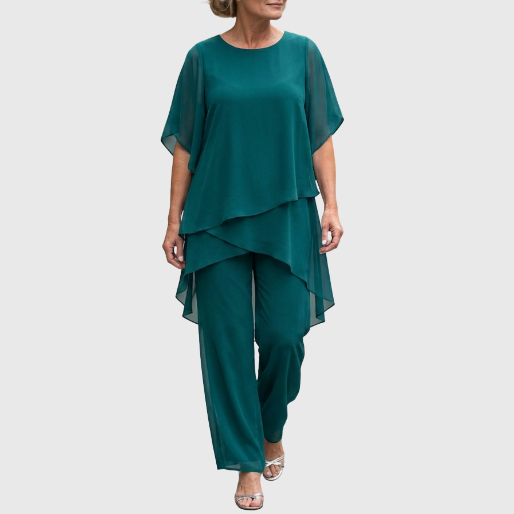 Fosira - Elegante Dames Set met Drapé Palazzo Broek