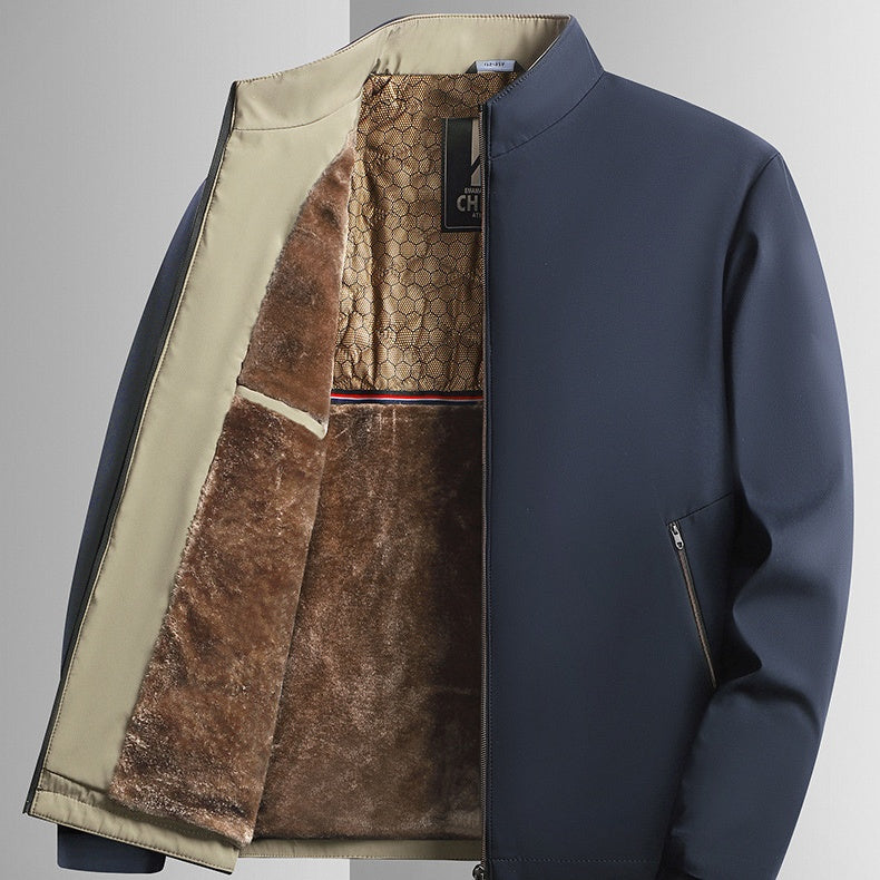 Jacob - Heren warme zip-up jas met beschermende hoge kraag