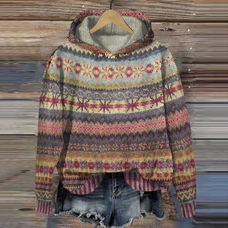 Aurelissa - Multicolore Etnische Hoodie van Zachte Brei