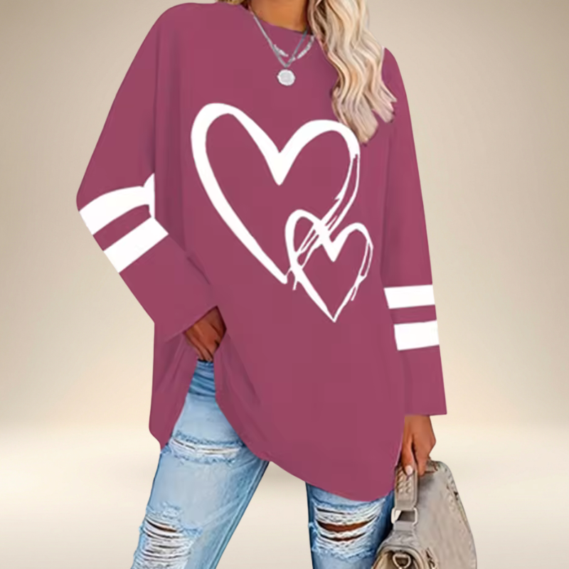 Faloria - Oversized Sweatshirt voor Dames met Hartprint