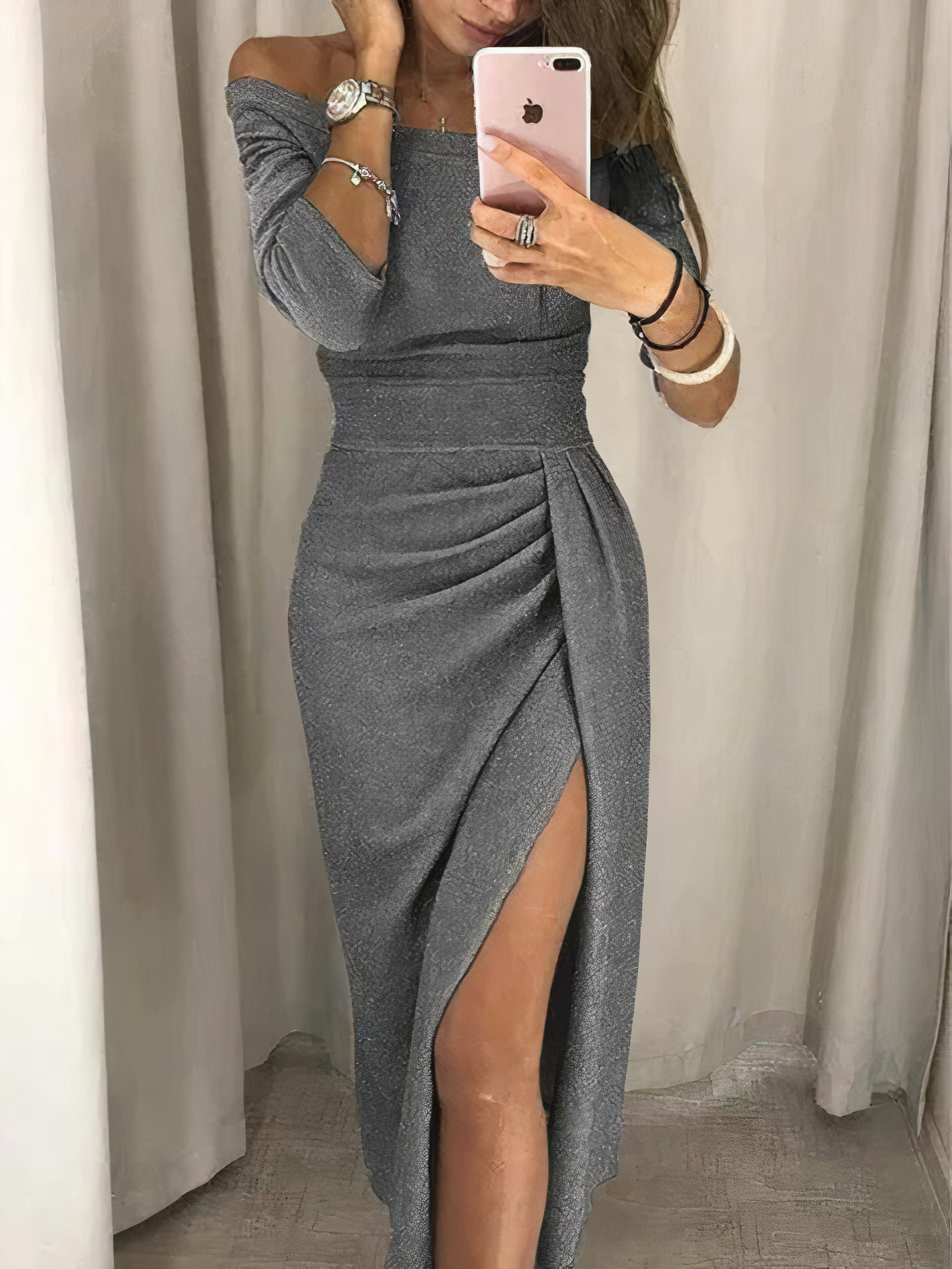 Jane - Off-shoulder glitterjurk