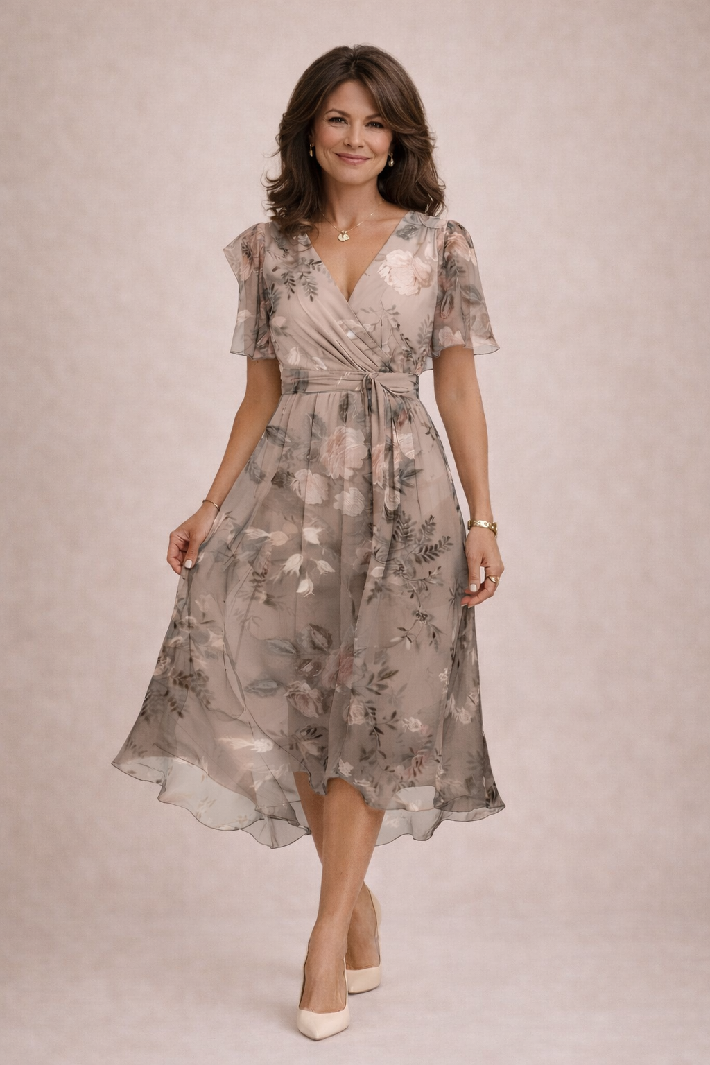 Kaedra - Elegante Bloemen Jurk Met Vloeiende Pasvorm