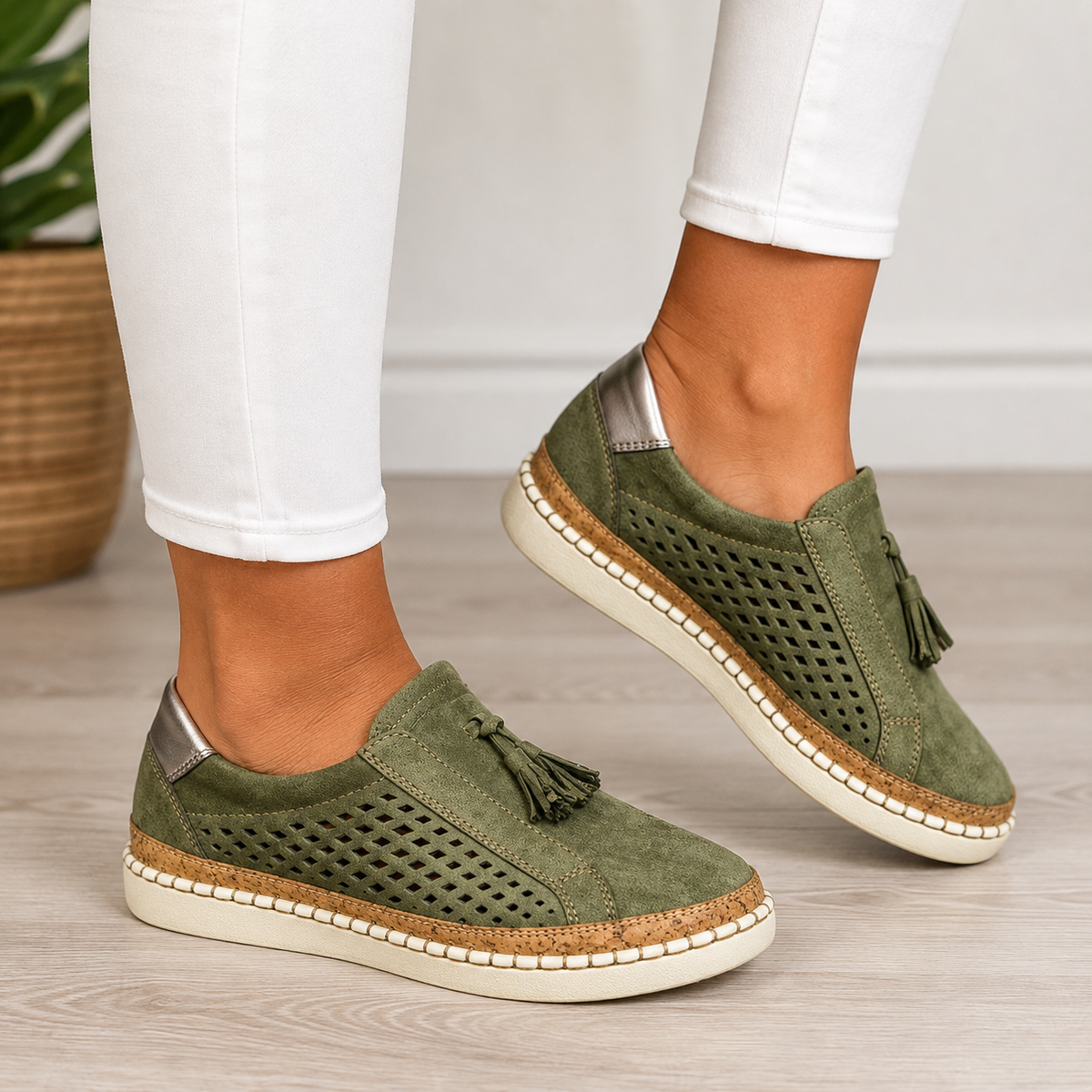 Briony - Dames Ajour Mocassins met Dikke Zool en Franje