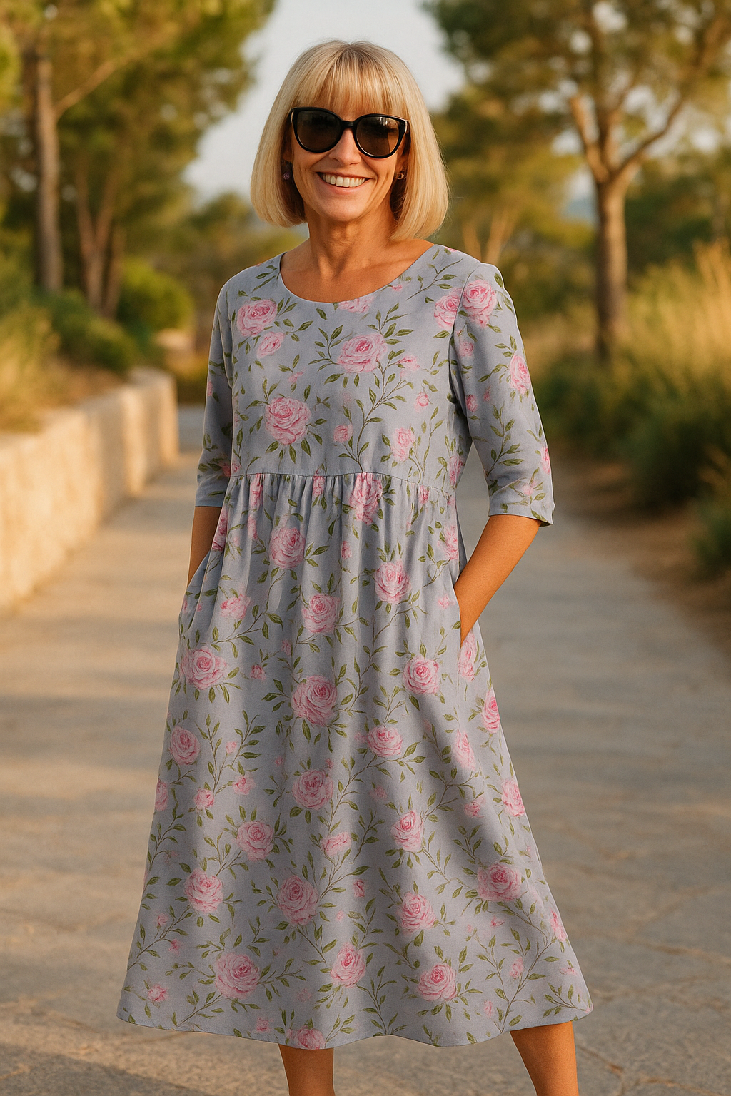 Gavessia - Midi jurk voor dames met een elegante casual print