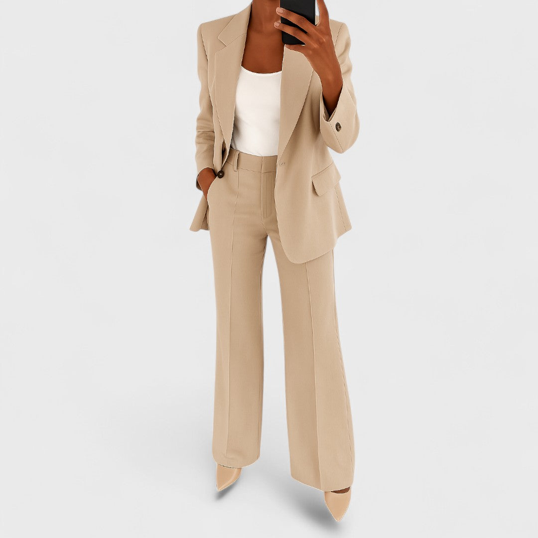 Marlou - Damespak met blazer en wijde broek