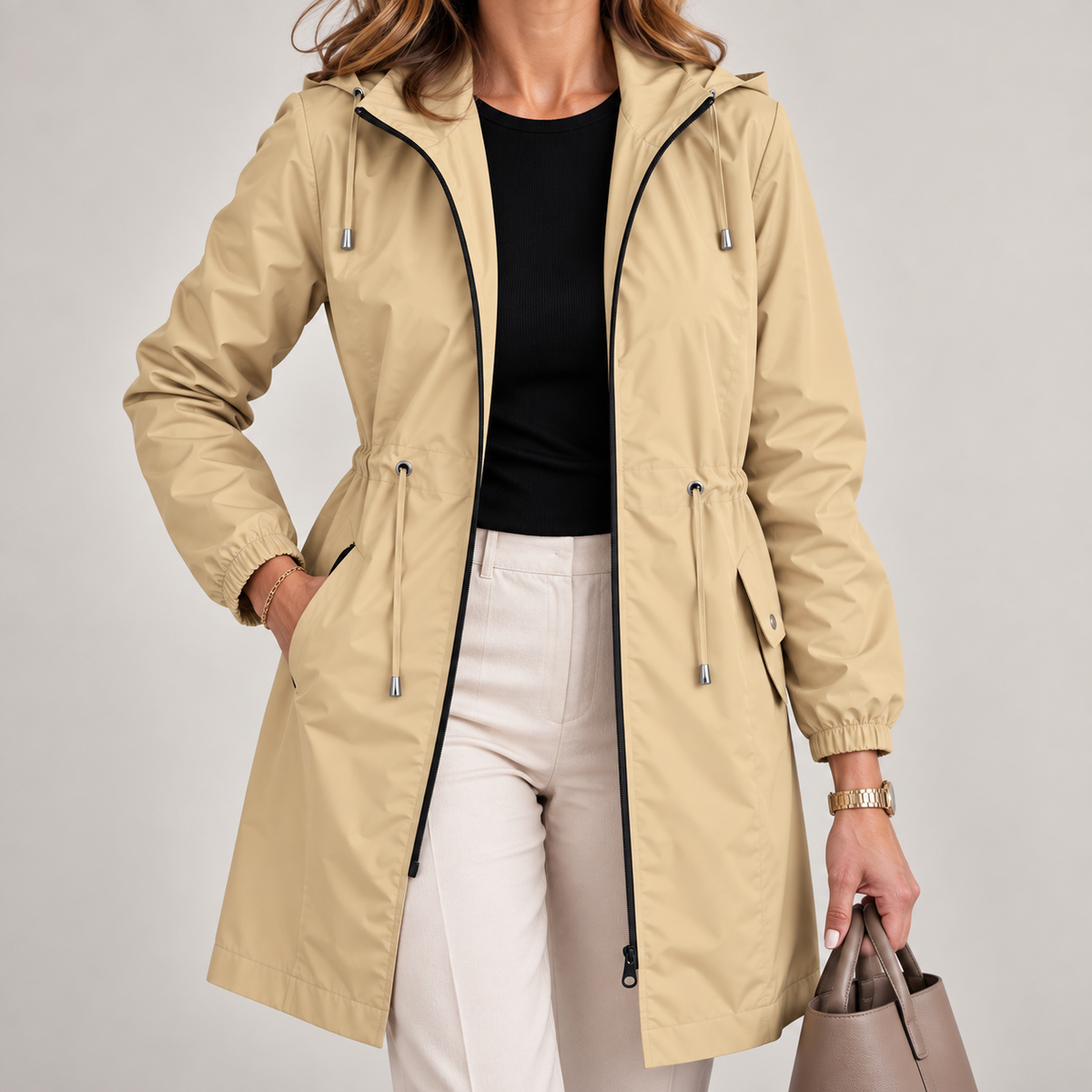 Mirette - Lichtgewicht waterdichte parka voor dames met verstelbare capuchon